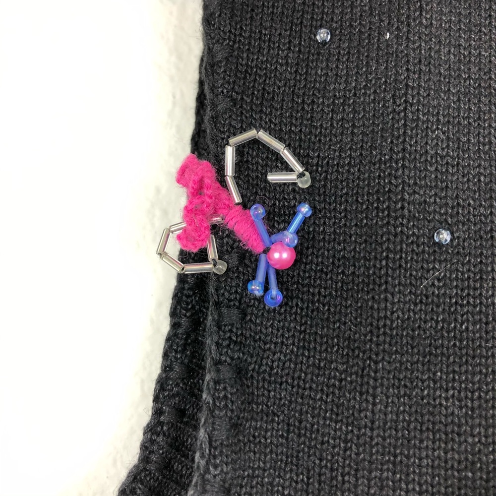 Michael Simon Black V-Neck Sweater with Colorful Embroidery - Picture 4 of 9